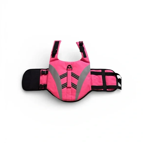 Vibrant Pink and Gray Dog Life Vest - Picture 7 of 7